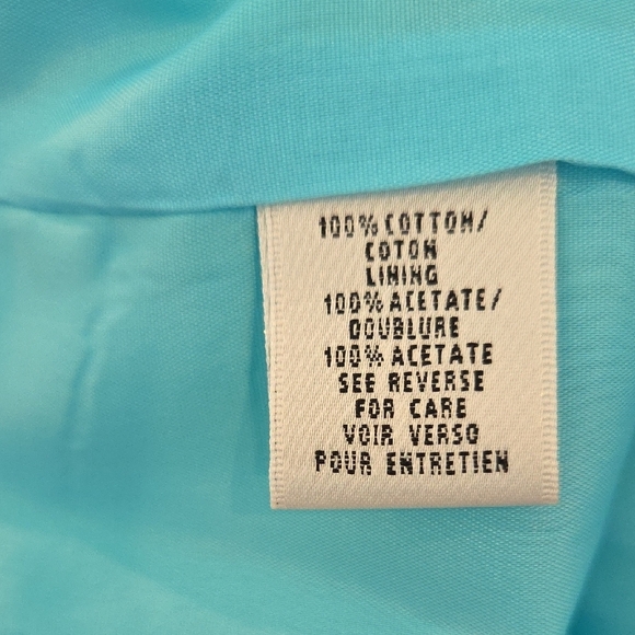 Talbots Striped Mini Dress Made in The USA Aqua 100% Cotton Women's Size 4 - Picture 6 of 10